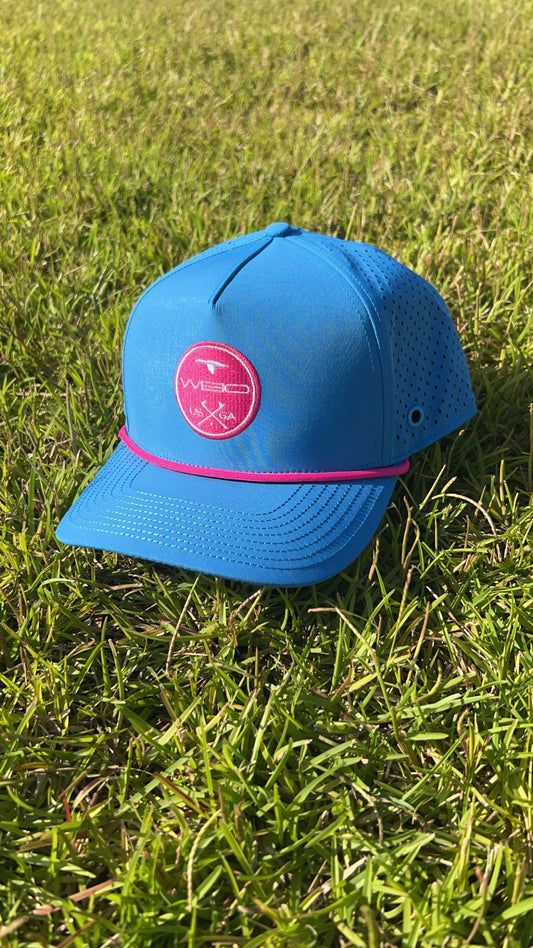 Blue/Pink WBO Golf Rope Hat with Tee Holder